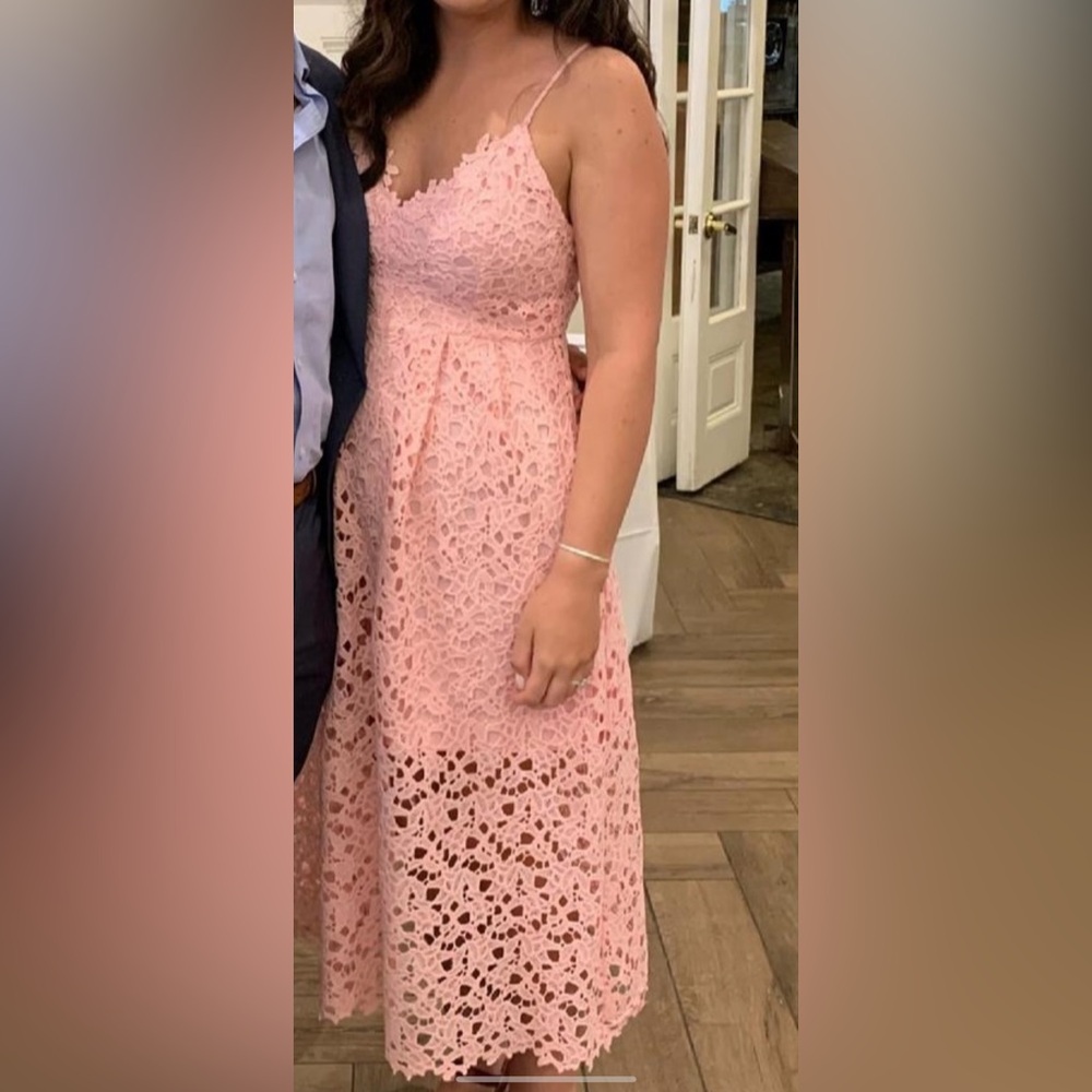 Pink Lace Midi Dress